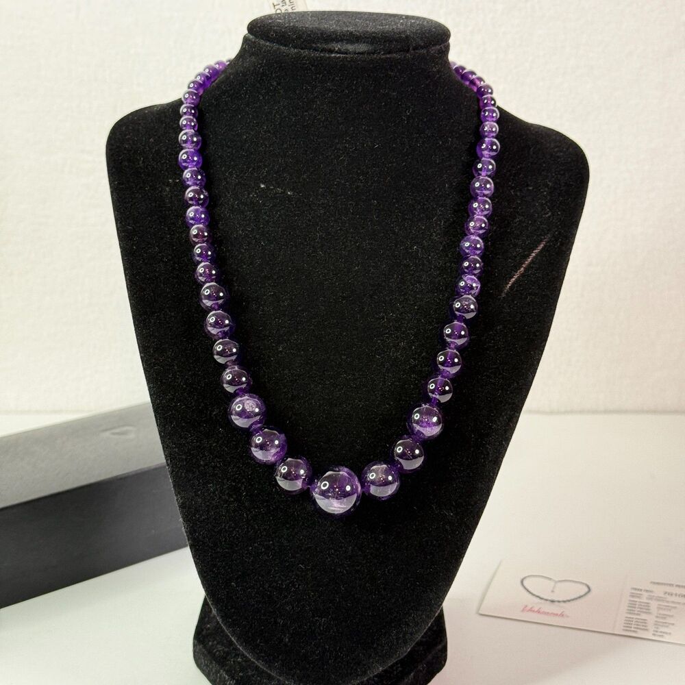 Amethyst Bead Silver Necklace | yahsarah | Gems TV | 925 Sterling Silver - Picture 2 of 12